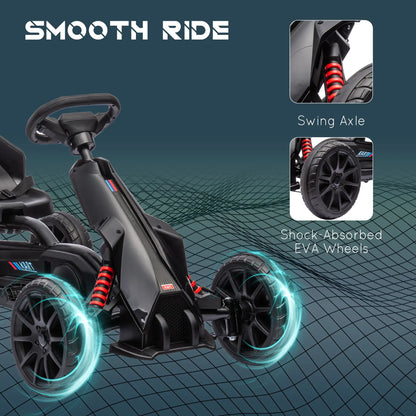 Adjustable Seat Go Kart, Forward Backward Handbrake, Shock Absorption, Black Pedal Go Karts for Kids at Gallery Canada