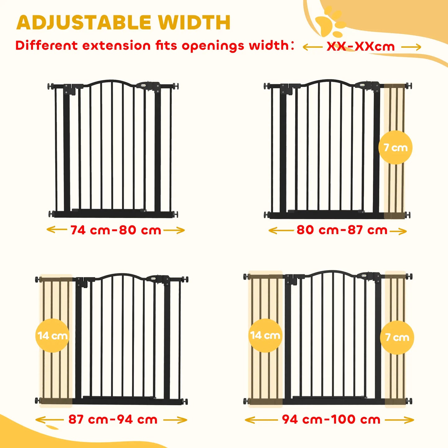 Extra Tall Dog Gate with Door, 29"-39", Black Pet Gates at Gallery Canada