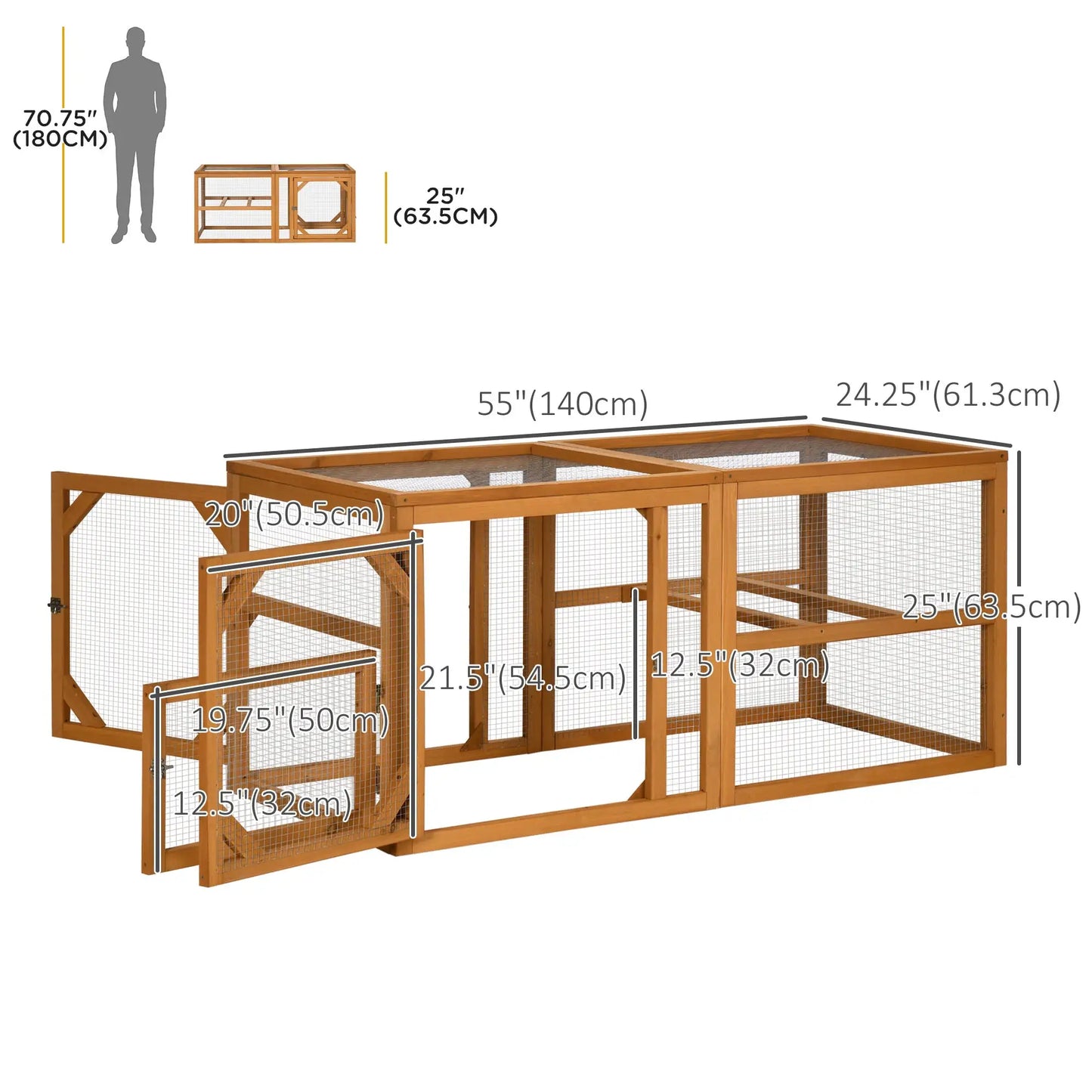 55" Wooden Chicken Coop Extension, Outdoor, Roosting Bars, Orange Chicken Coops at Gallery Canada