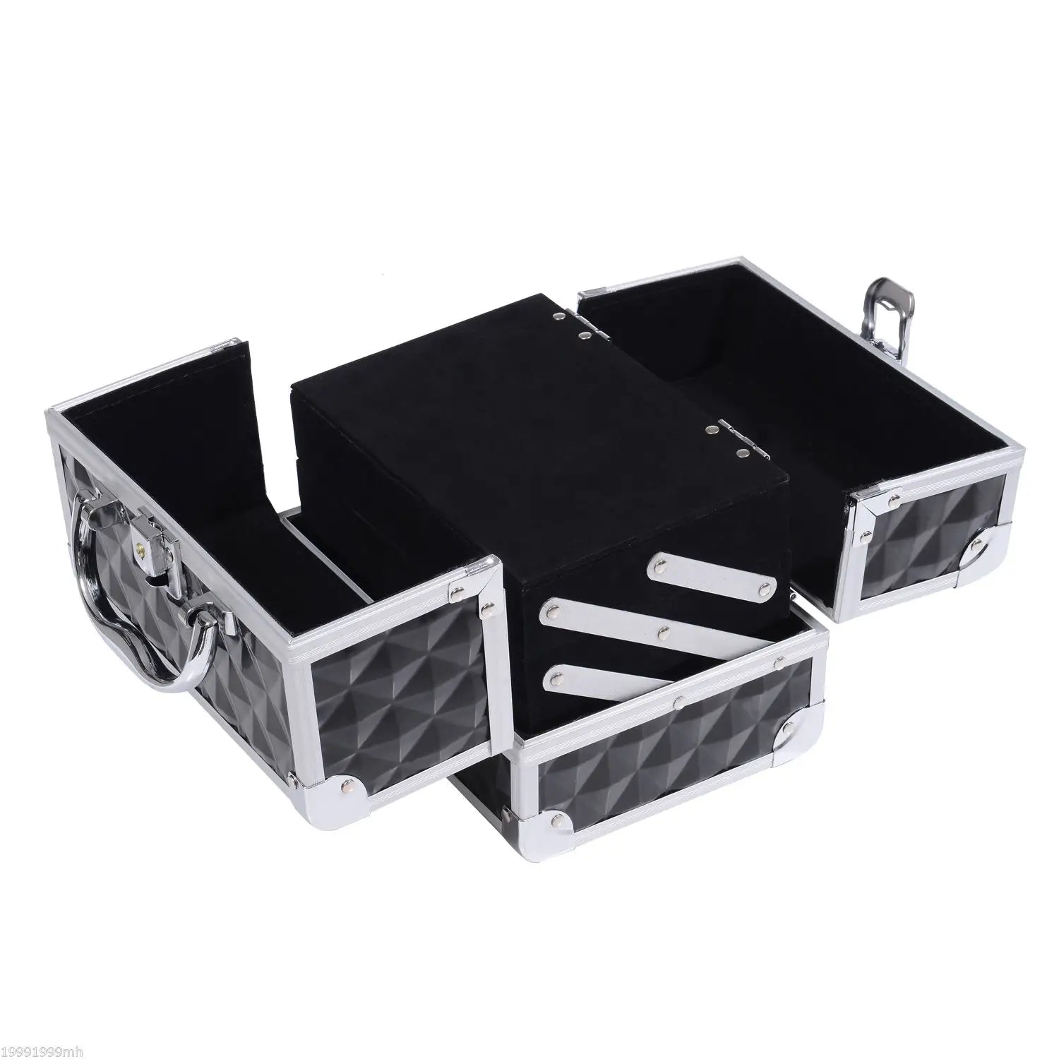 3 Tier Diamond Texture Makeup Train Case, Black Makeup Cases at Gallery Canada