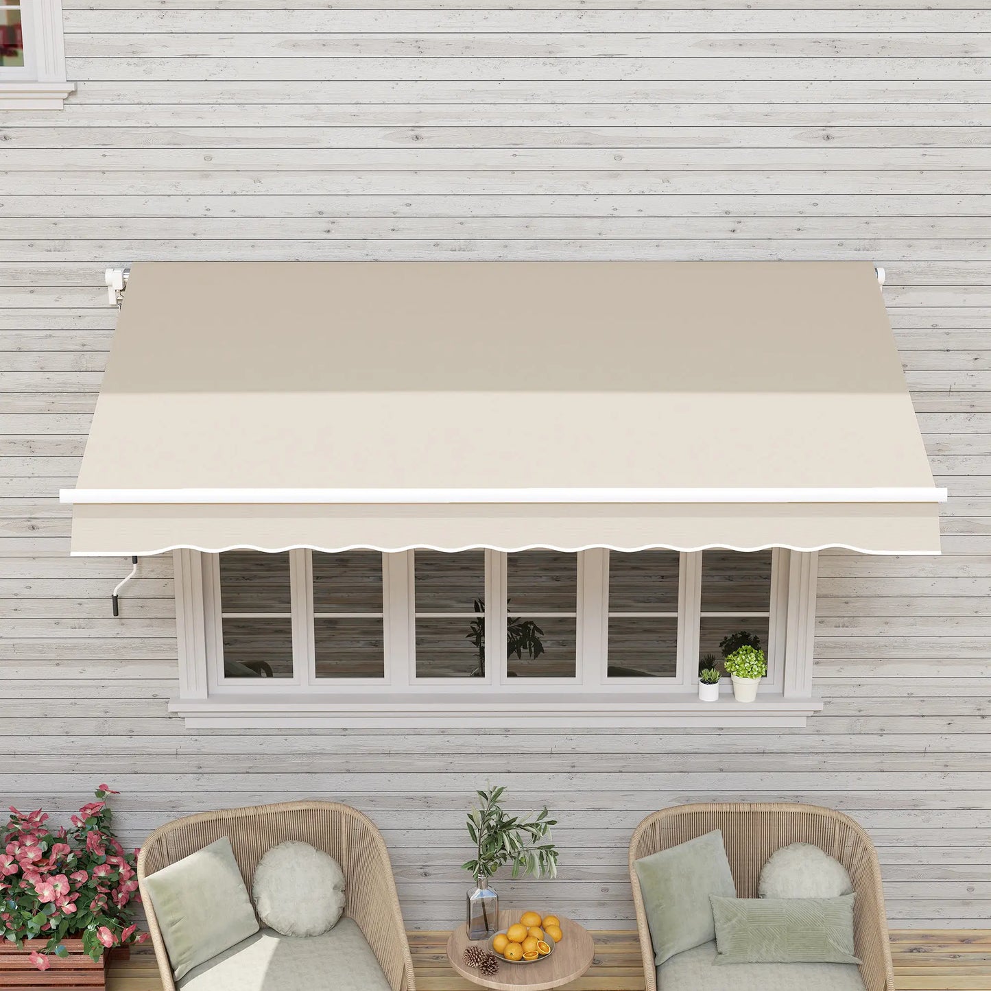 9' x 8' Outdoor Sunshade Canopy, Retractable Awning Fabric, Beige Awning Fabric Replacement at Gallery Canada