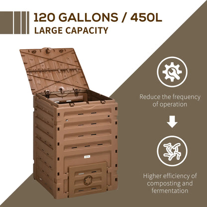 Garden Compost Bin, 120 Gallon (450L), 80 Vents, 2 Sliding Doors, Black Outdoor Compost Bin at Gallery Canada