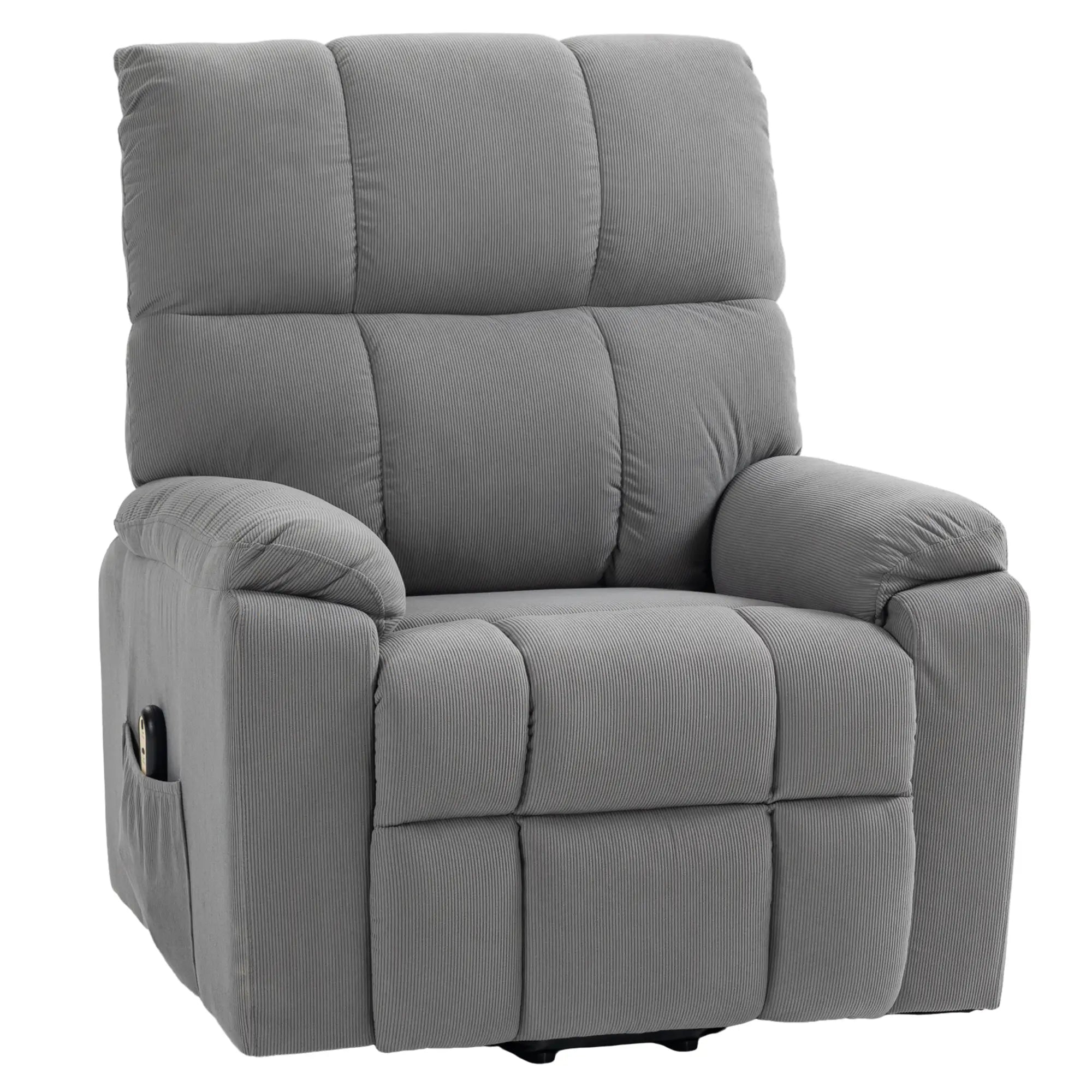 Electric Recliner Lift Chair, Microfibre Upholstered, Remote, Grey Electric Power Lift Chairs Grey at Gallery Canada