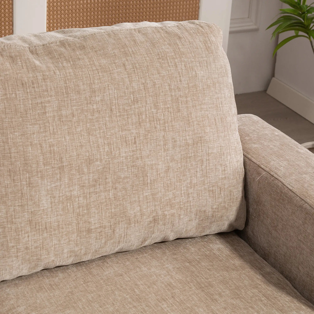 3 Seater Sofa with USB Ports, Cup Holders, Chenille Upholstery, Light Brown 3-Seater Sofas at Gallery Canada
