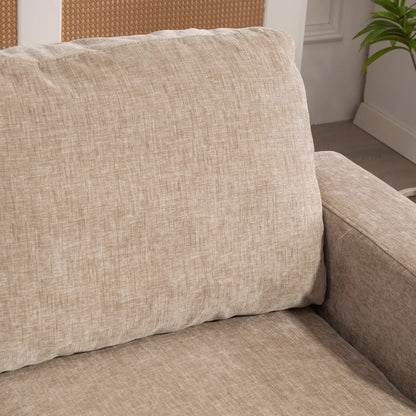 3 Seater Sofa with USB Ports, Cup Holders, Chenille Upholstery, Light Brown 3-Seater Sofas at Gallery Canada
