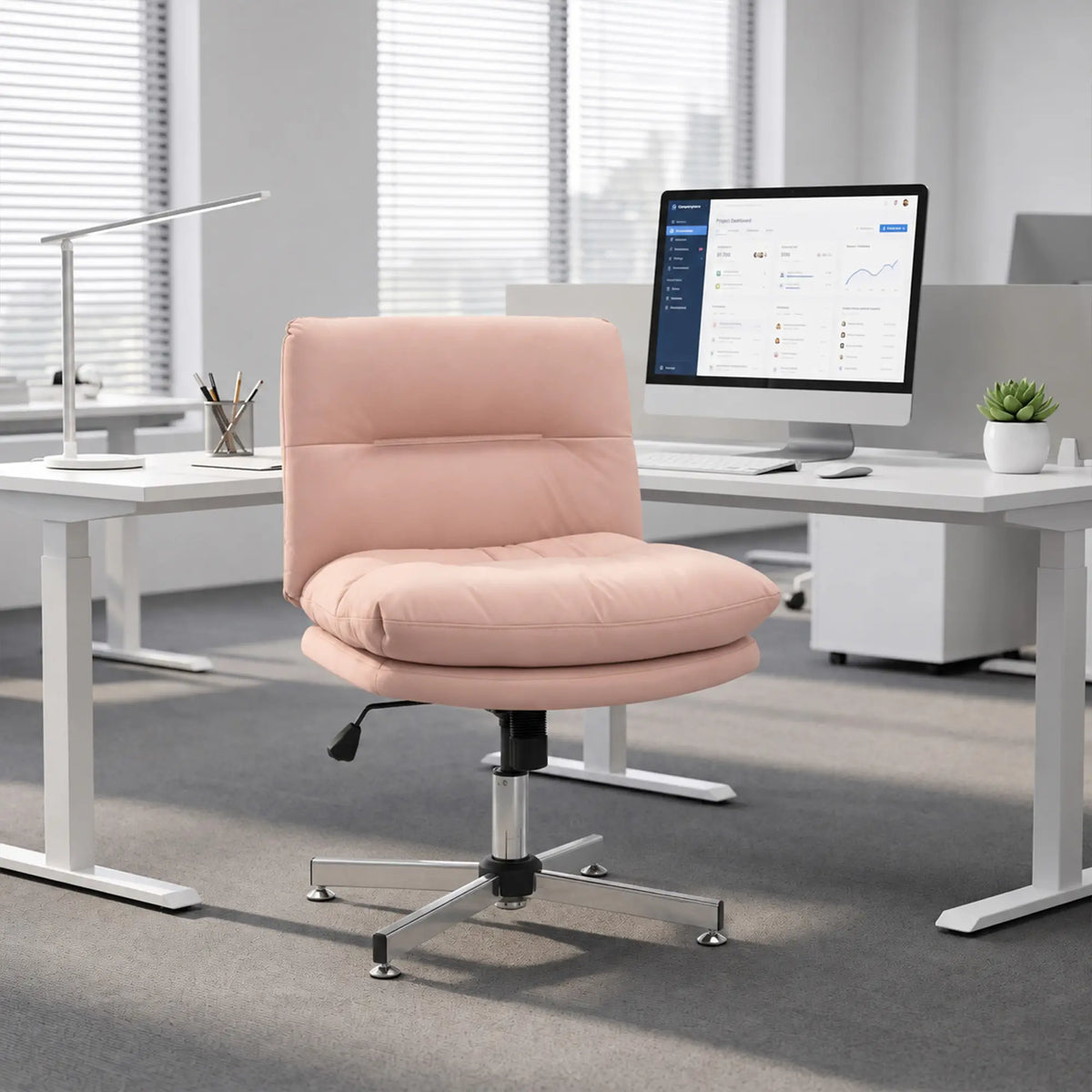 Armless Office Chair, Adjustable Height, Tilt Function, Pink Task Chairs at Gallery Canada
