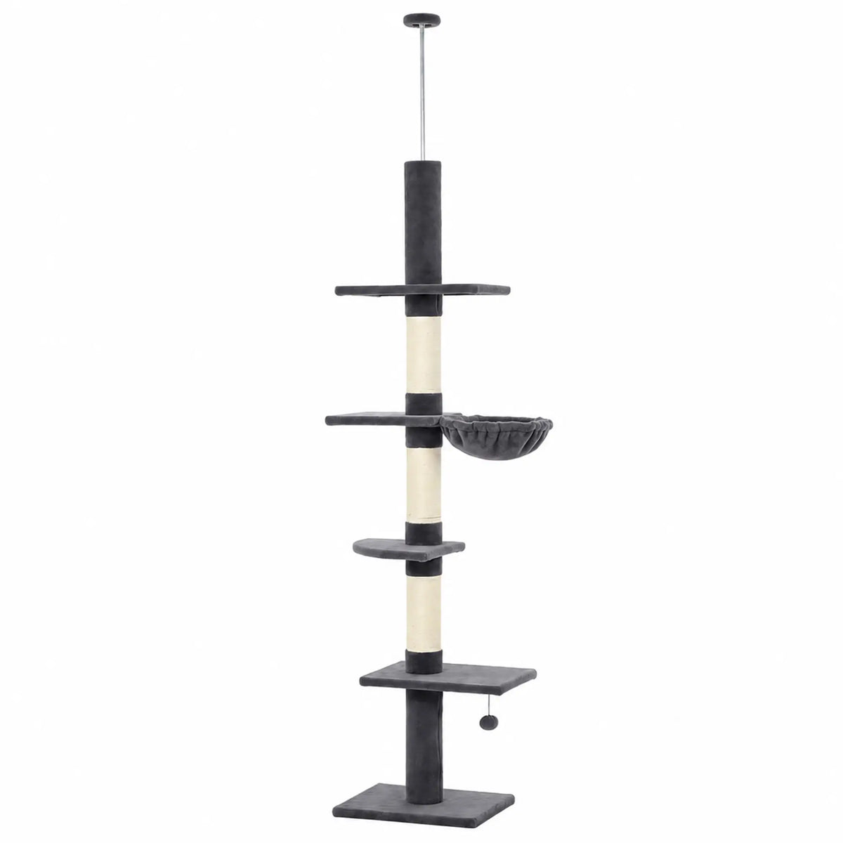 5-Level Cat Tree, Adjustable 88.6"-100.4", Scratching Posts Cat Trees Dark Grey at Gallery Canada