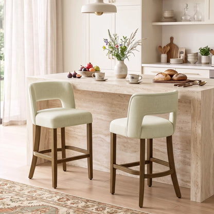 Bar Stools Set of 2, 26" Counter Height, Beige Bar Stools at Gallery Canada