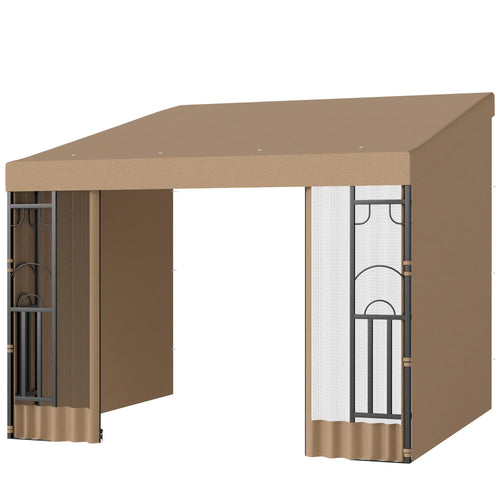 10' x 10' Wall Pergola, With Curtains and Nettings, Khaki