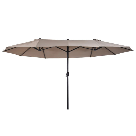 Twin Canopy Patio Umbrella 15x8.7 Ft, Lift Crank, Tan Sun Umbrellas Tan at Gallery Canada