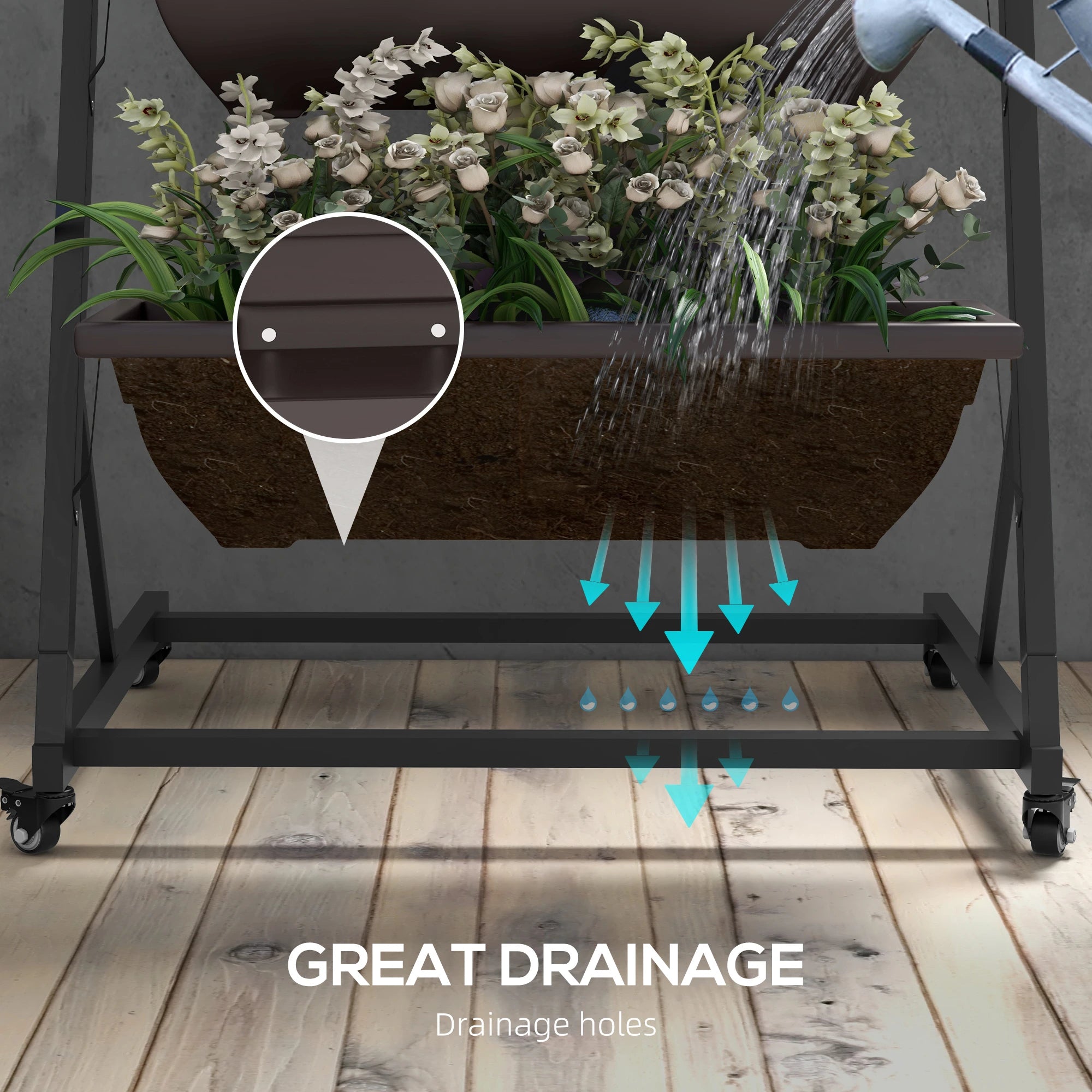 5-Tier Vertical Garden Planter, 5 Boxes, Wheels, Outdoor, Brown Plant Stands at Gallery Canada