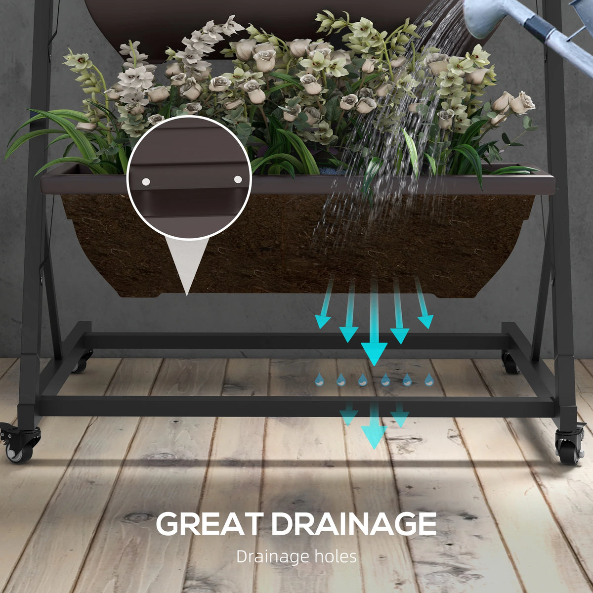 5-Tier Vertical Garden Planter, 5 Boxes, Wheels, Outdoor, Brown Plant Stands at Gallery Canada