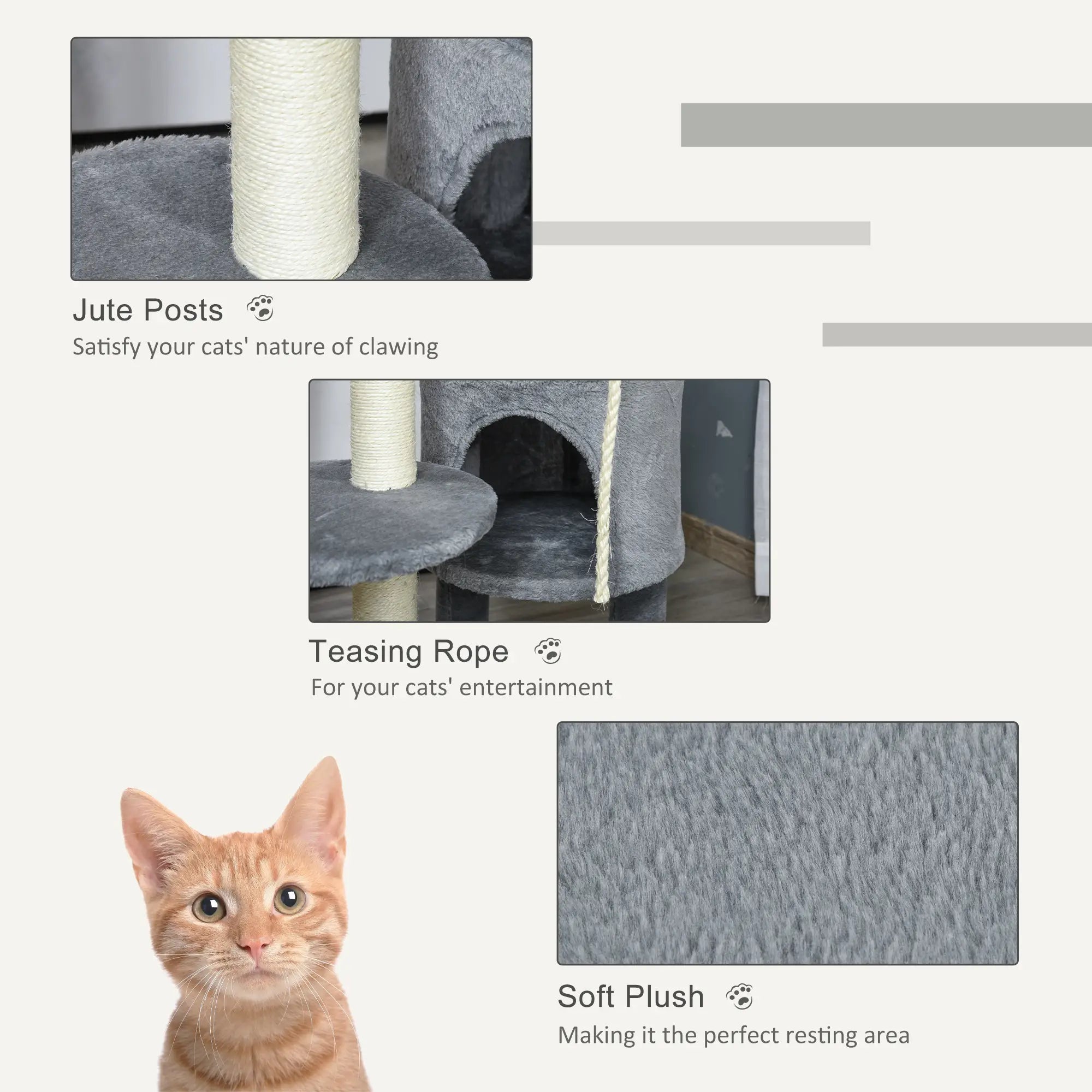 41 Cat Tree Tower with Condo, Scratching Posts, Dark Grey Cat Towers at Gallery Canada
