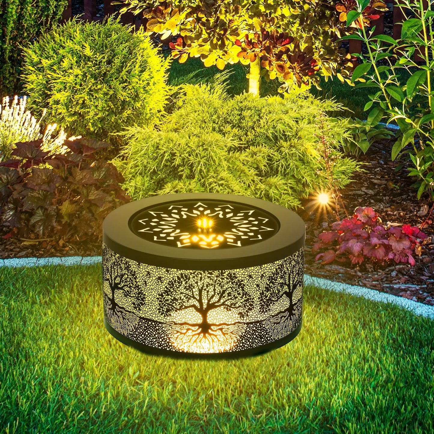 Outdoor Water Fountain with LED Lights, 10" Tall, Black Water Fountains at Gallery Canada