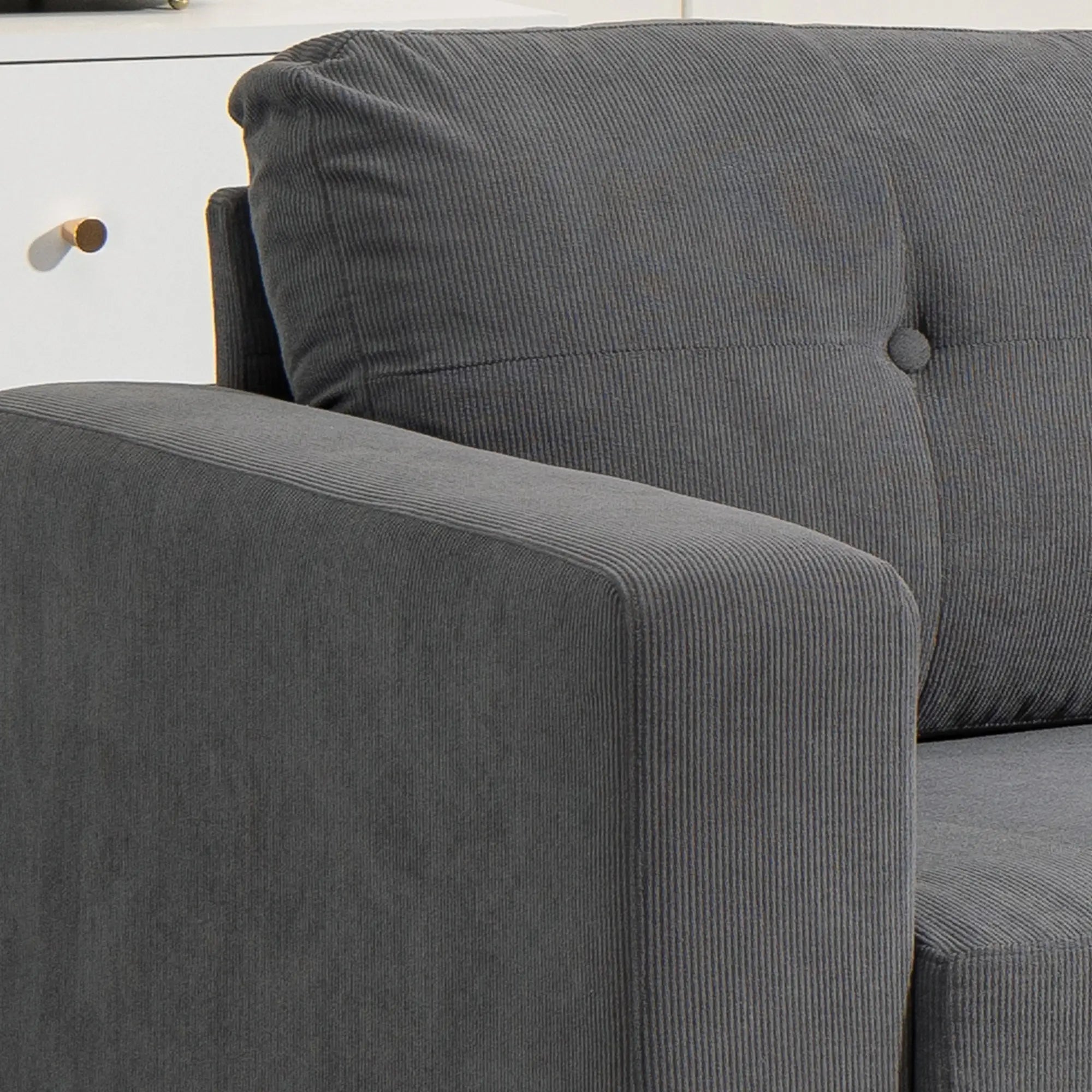 Sectional Sofa with Changeable Chaise, 3 Seat L-Shaped, Dark Grey 3-Seater Sofas at Gallery Canada