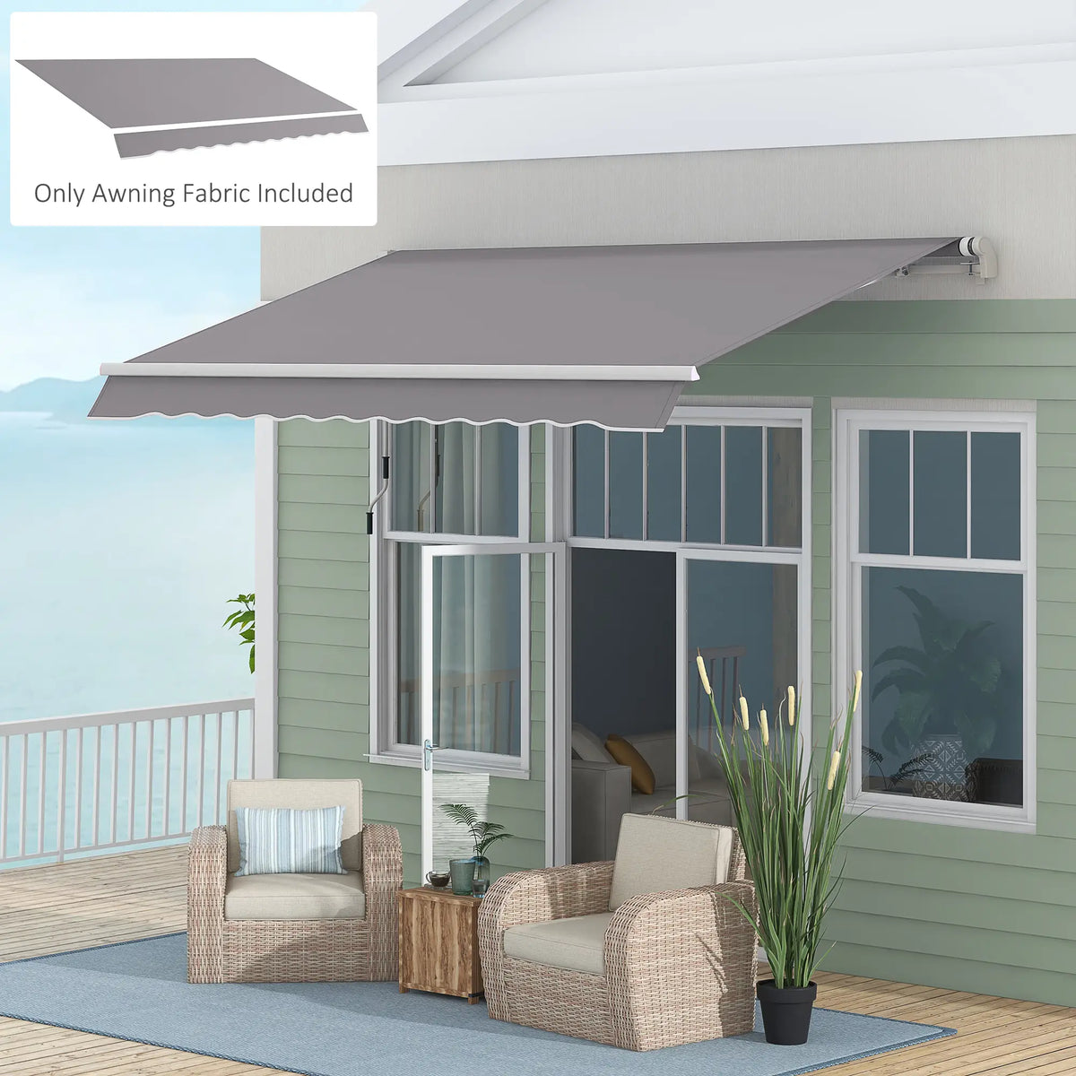 11' x 10' Outdoor Sunshade Canopy, UV Protection, Light Grey Awning Fabric Replacement at Gallery Canada