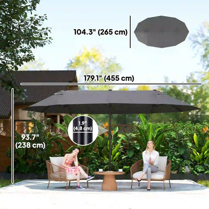 Double-Sided Patio Umbrella Sun Shade, Grey Sun Umbrellas at Gallery Canada
