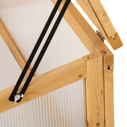 Portable Wooden Cold Frame Greenhouse, Openable Top, 35.5"x23.5"x15.75", Light Brown Cold Frame Greenhouses at Gallery Canada