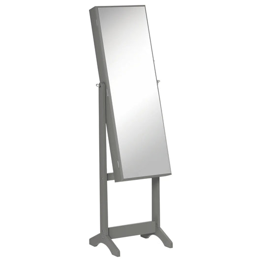 Mirror Jewelry Cabinet, Lockable Organizer, Full-Length Mirror, 3 Angle Adjustable, Grey Jewelry Armoire & Jewellery Mirror Cabinets Grey at Gallery Canada