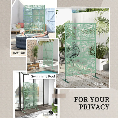 6.5FT Metal Privacy Screen, Leaf Style, Light Green Side Awnings at Gallery Canada