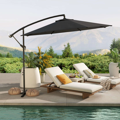 10ft Offset Patio Umbrella with Base, Crank, Grey Cantilever Umbrellas at Gallery Canada