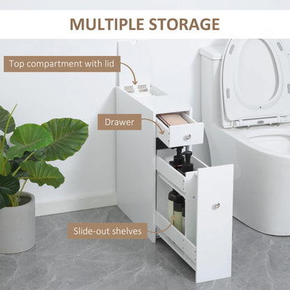 Space Saving Toilet Paper Cabinet, Narrow Bathroom Cabinet with Drawers, White Bathroom Cabinets at Gallery Canada