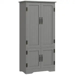 4-Door Storage Cabinet, Adjustable Shelves, Large Space, Grey
