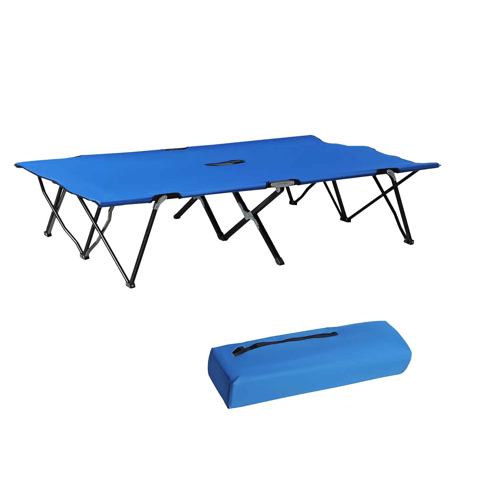 Two Person Folding Camping Cot, Outdoor Portable Double Bed, Blue Camping Cots at Gallery Canada
