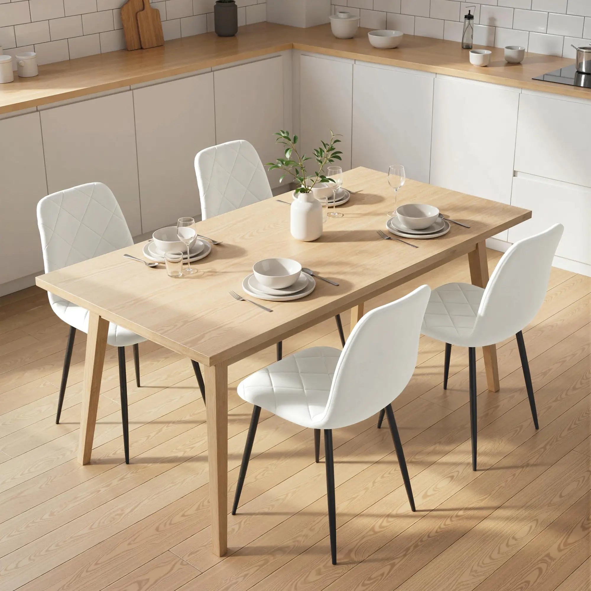 Upholstered Dining Chairs Set of 4, Steel Legs, Cream Bar Stools at Gallery Canada
