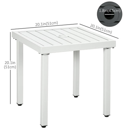 Patio Side Table With Umbrella Hole, Steel Frame, White Patio Side Tables at Gallery Canada