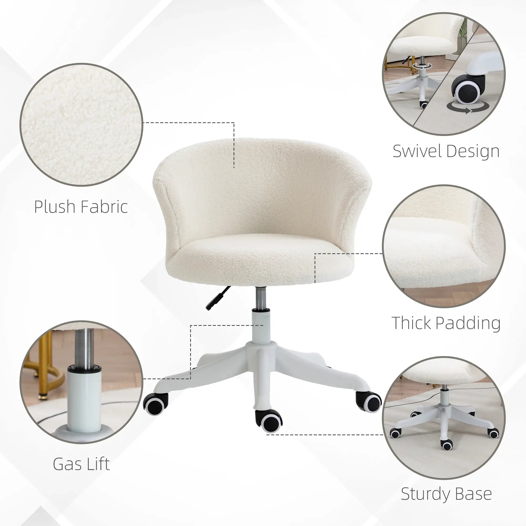 Armless Office Chair, Adjustable Height, Swivel Wheels, Mid Back, White Task Chairs at Gallery Canada