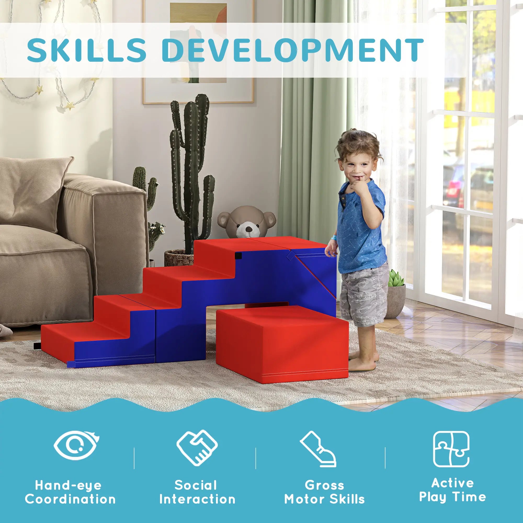 2-Piece Kids Foam Play Set for Crawl, Climb, Dark Blue Baby Gym & Playmats at Gallery Canada