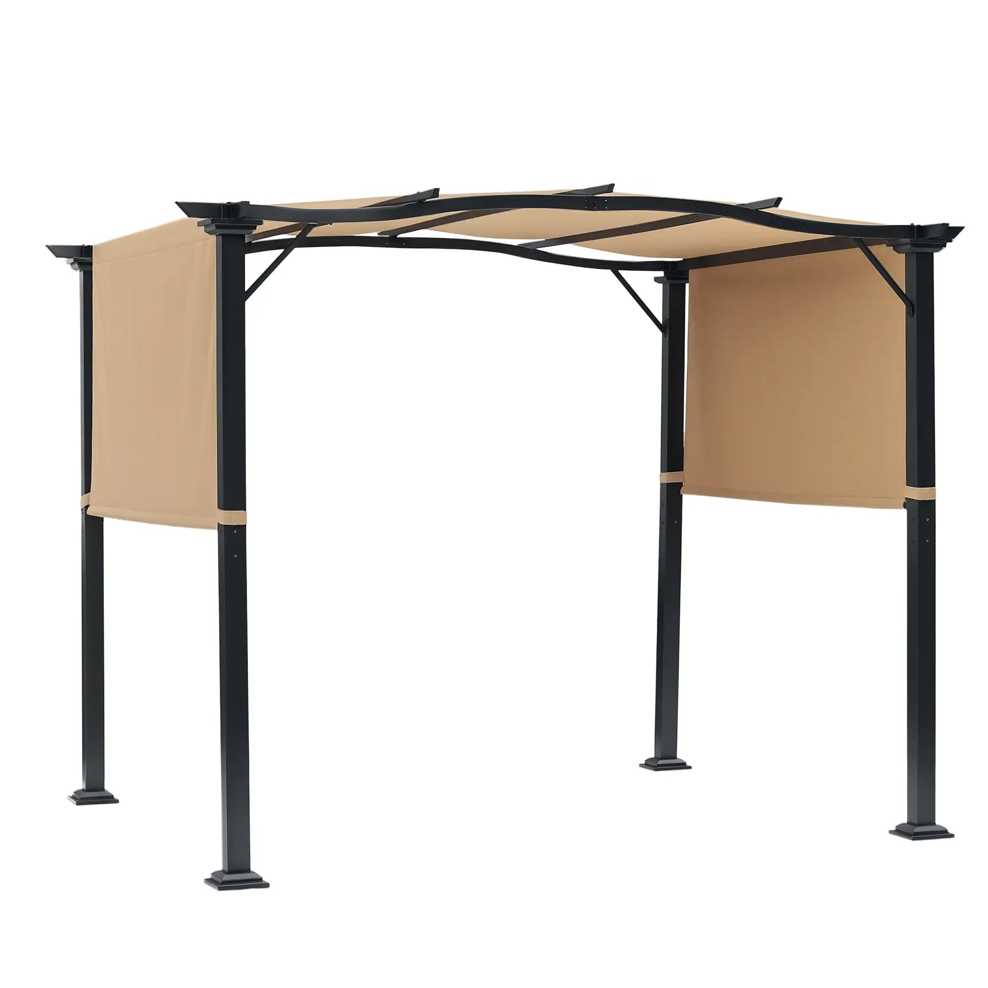 10'X8' Outdoor Pergola Gazebo With 2 Side Canopies, Khaki Pergolas Khaki at Gallery Canada