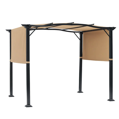 10'X8' Outdoor Pergola Gazebo With 2 Side Canopies, Khaki Pergolas Khaki at Gallery Canada