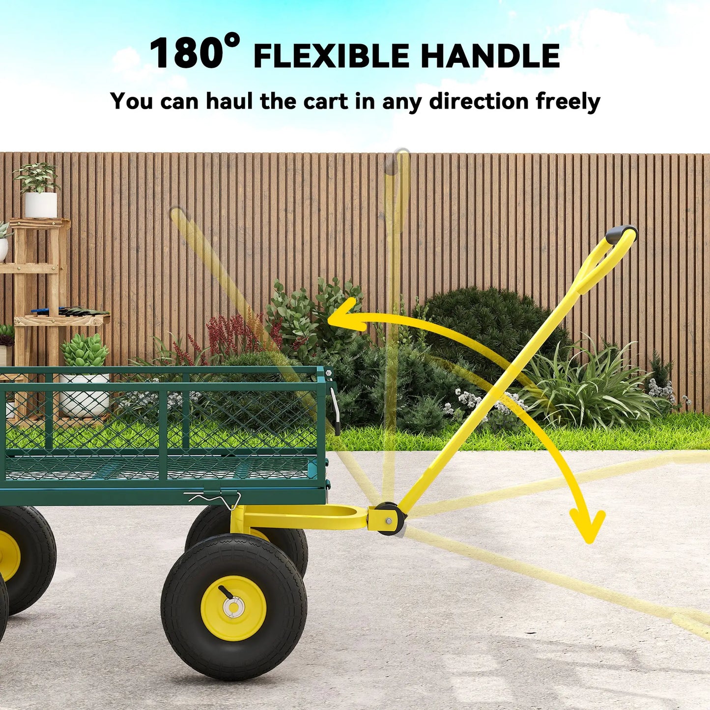 Garden Utility Wagon Cart, Removable Sides, 10" Wheels, Green Folding Garden Carts at Gallery Canada