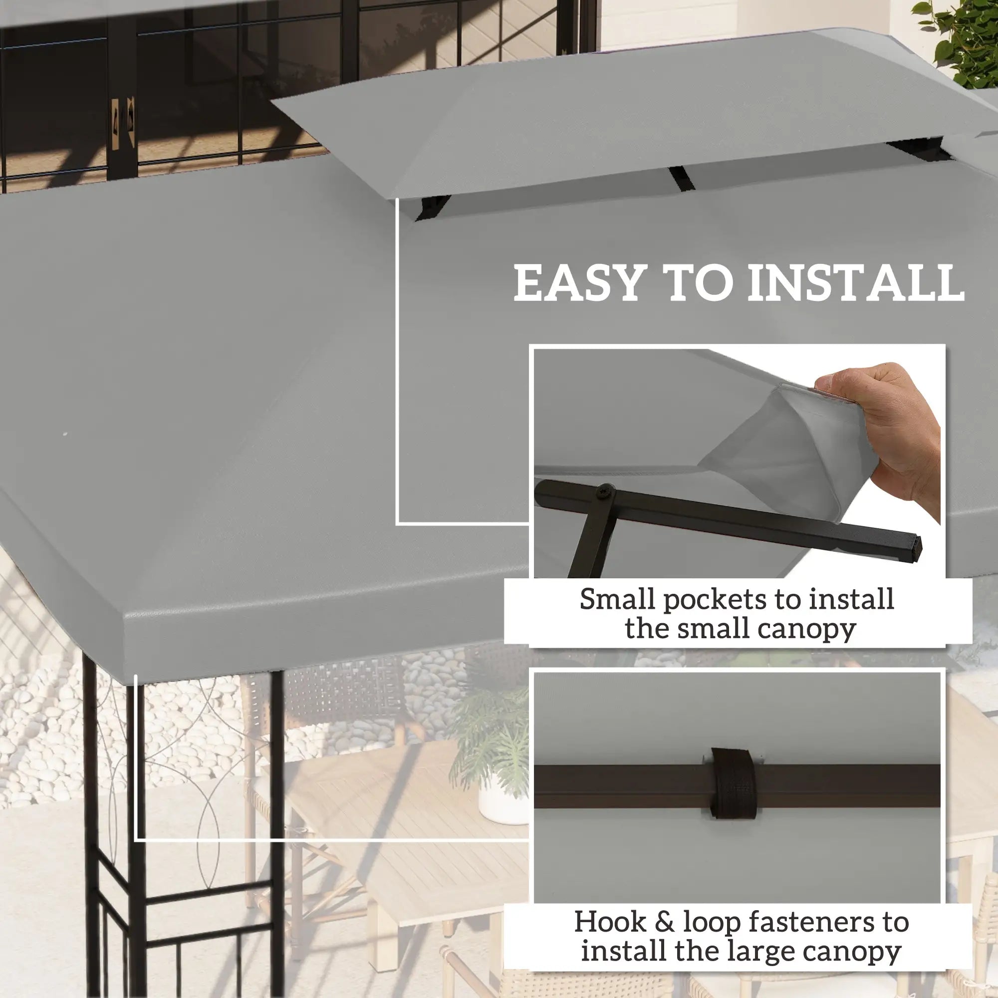 13' X 10' Gazebo Replacement Canopy 2 Tier Top, UV Cover, Light Grey Gazebo Canopy Replacement at Gallery Canada