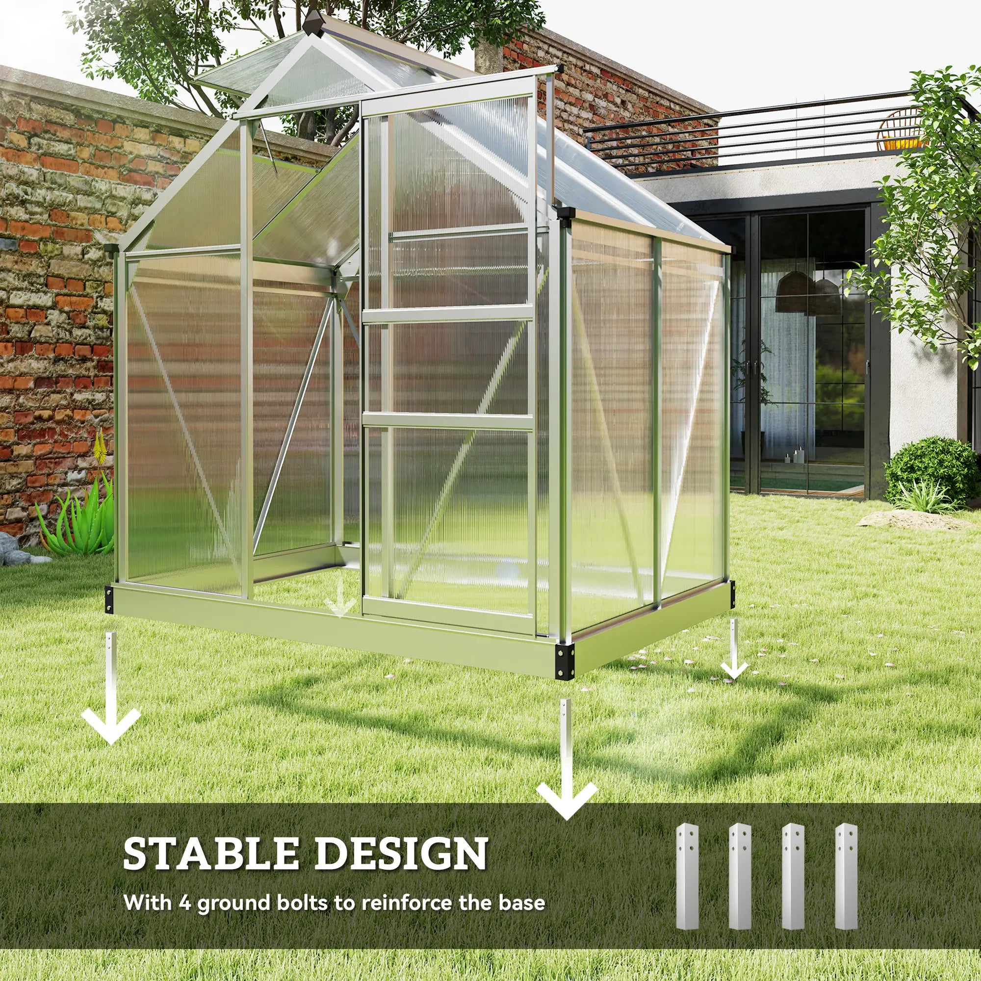6' x 4' x 6.6' Polycarbonate Greenhouse, Walk-In Kit, Silver Walk In Greenhouses at Gallery Canada
