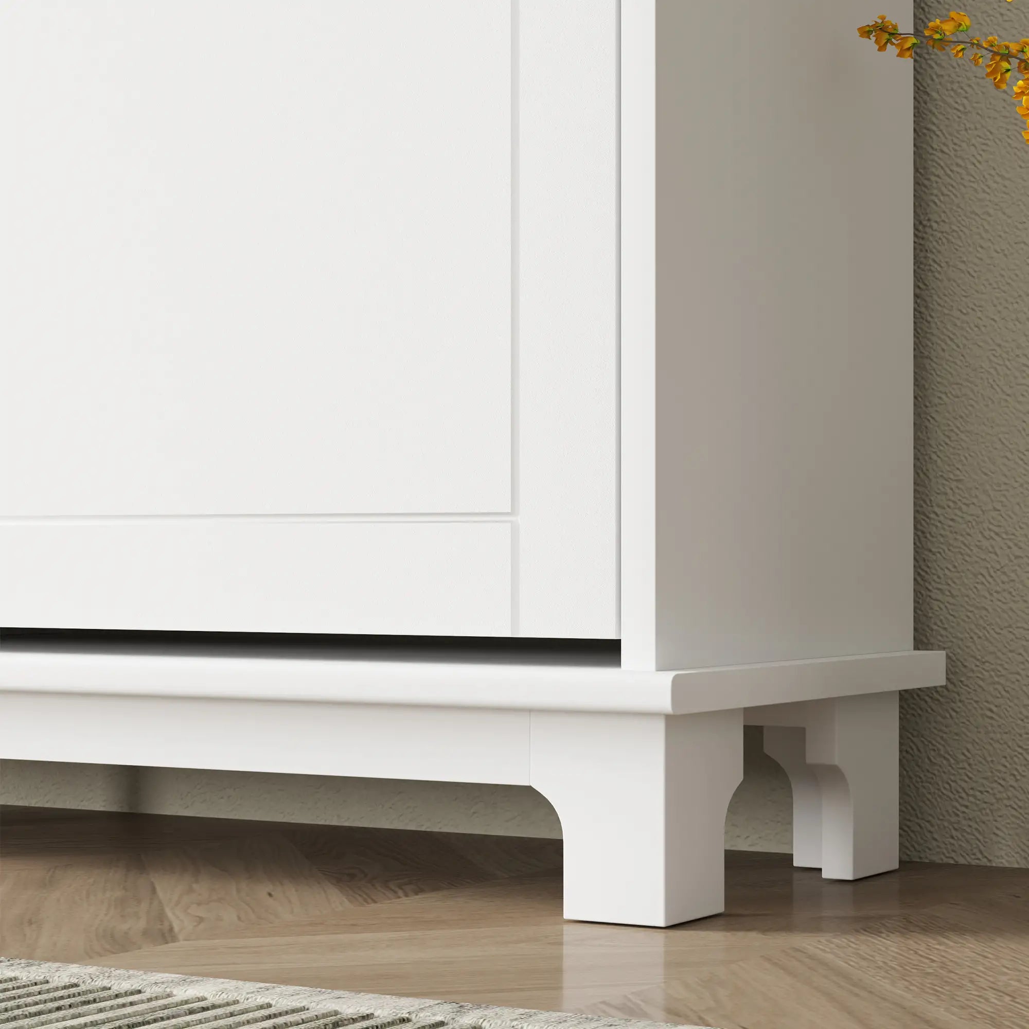 Modern Shoe Storage Cabinet, 4 Flip Drawers, Adjustable Shelves, White Shoe Storage Cabinets & Racks at Gallery Canada