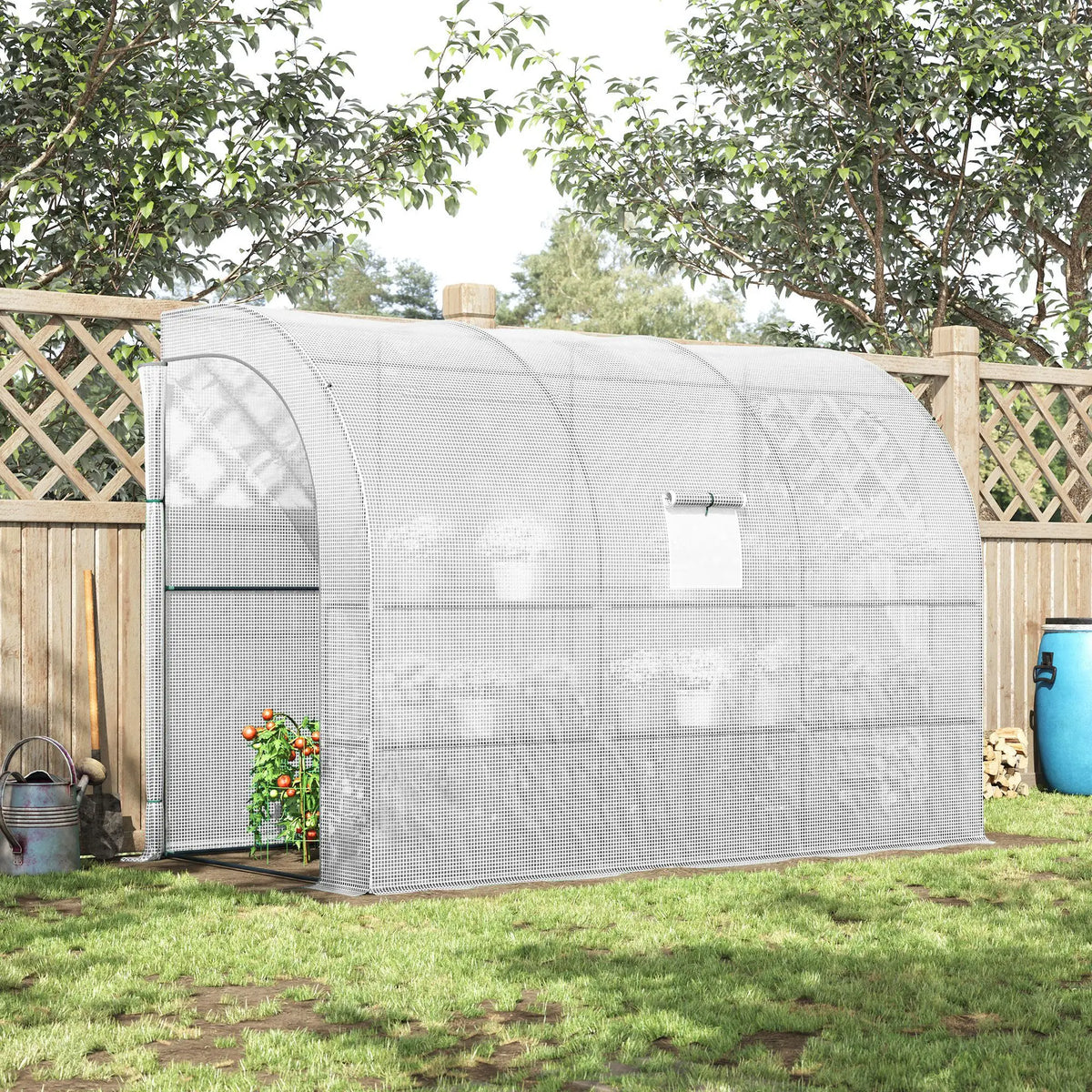 Walk-In Greenhouse, 10' x 5' x 7', PE Cover, Windows, Shelves, White Walk In Greenhouses at Gallery Canada