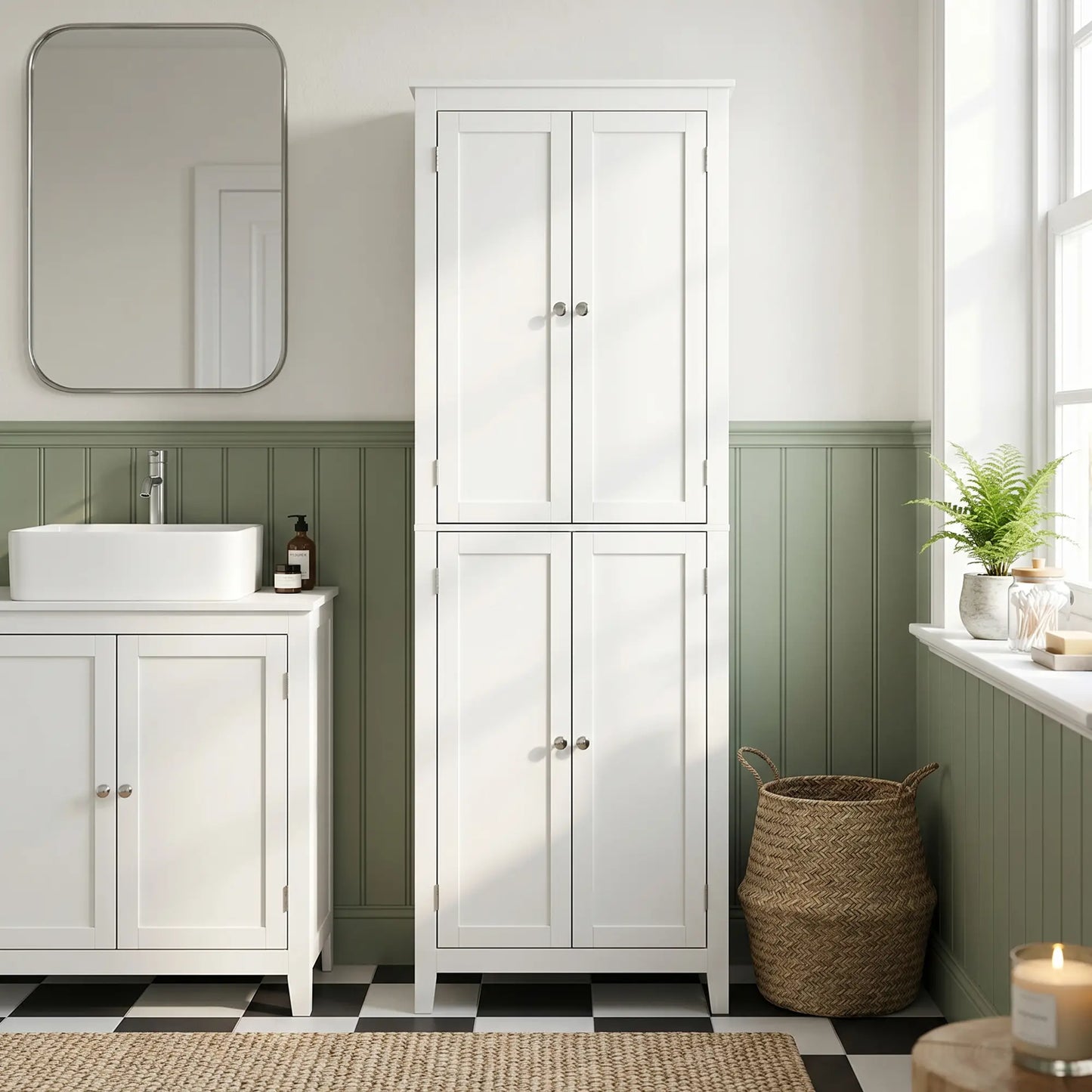 67" Tall Bathroom Storage Cabinet, Freestanding Narrow with Adjustable Shelves Freestanding Bathroom Cabinets at Gallery Canada