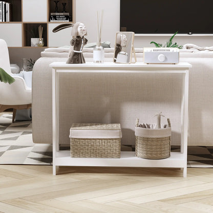2 Tier X-Design Console Table, Storage Shelf, 24.8 Inch, White Console Tables at Gallery Canada