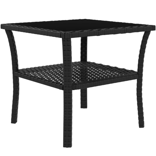 20" Patio Wicker Coffee Table, Outdoor PE Rattan Side Table, Black Patio Side Tables Black at Gallery Canada