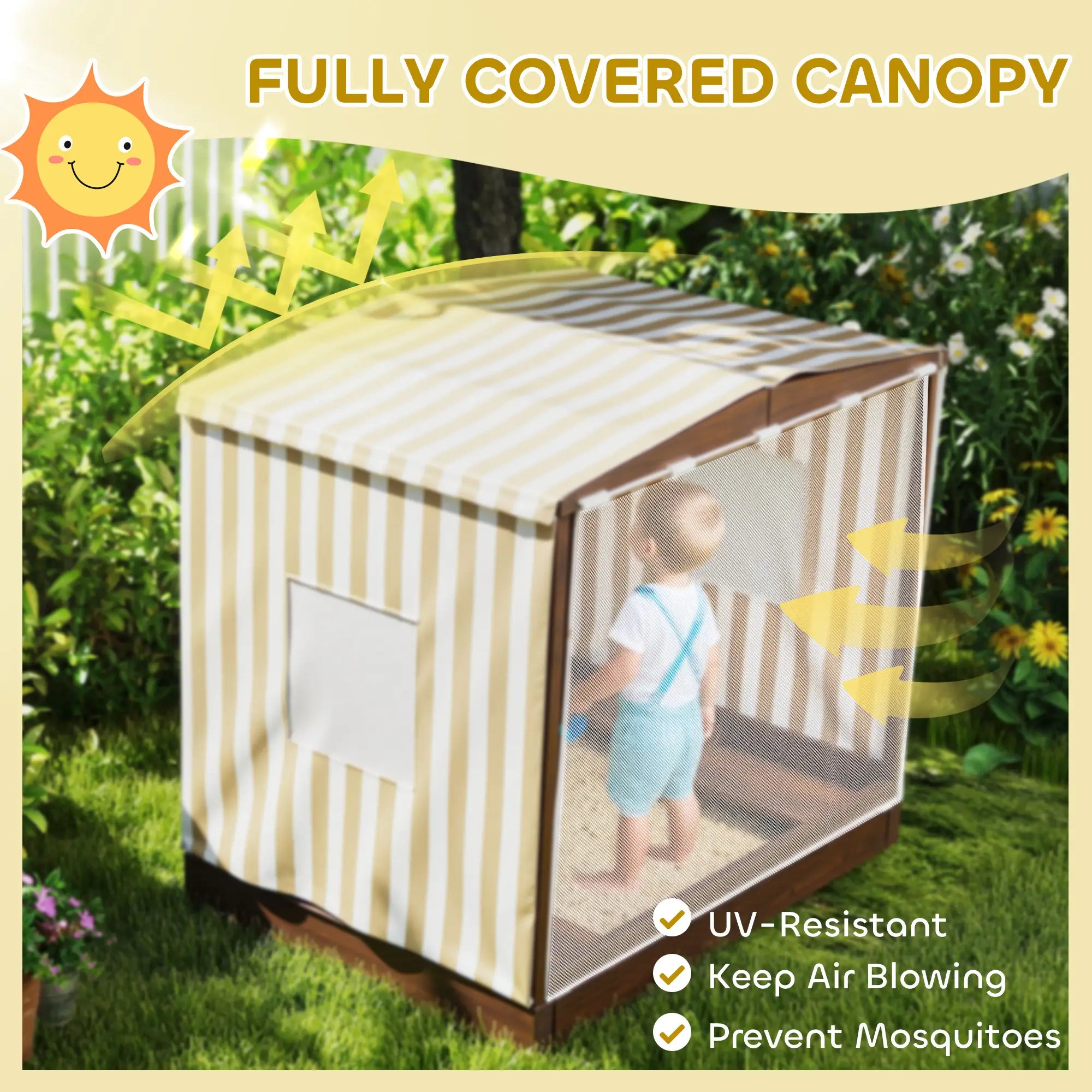 Kids Sandbox with Canopy, Bench Seats, 56