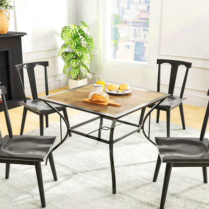 37" Garden Dining Table For 4, Square Patio Table With Umbrella Hole, Brown Patio Side Tables at Gallery Canada