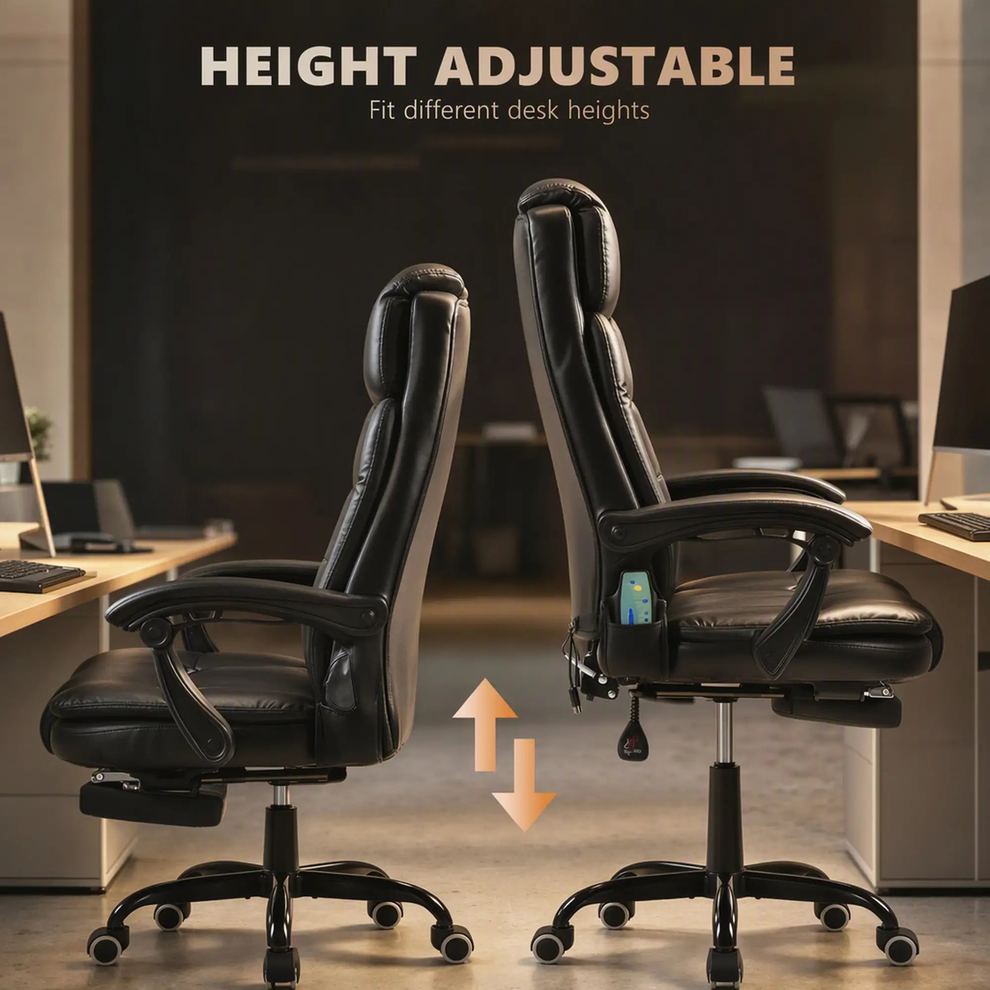 7-Point Vibrating Massage Chair, Reclining Office Chair, Footrest, Black Massage Chairs at Gallery Canada