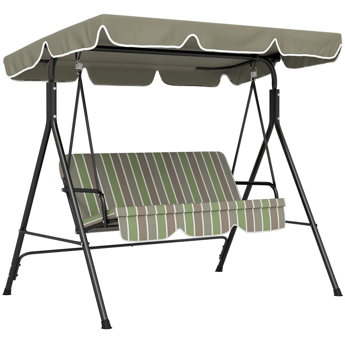 3-Seater Patio Swing With Adjustable Canopy, Green, Brown Patio Swings with Stand at Gallery Canada