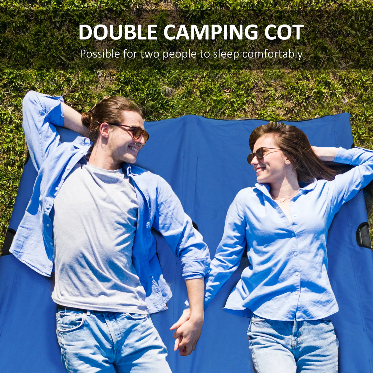 Two Person Folding Camping Cot, Outdoor Portable Double Bed, Blue Camping Cots at Gallery Canada
