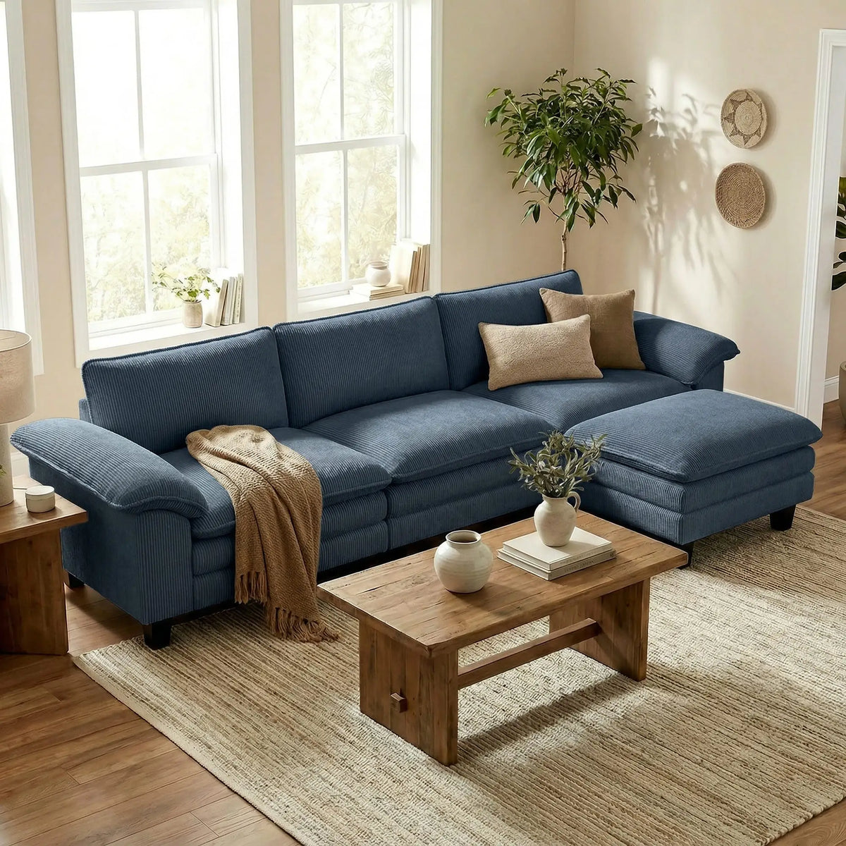 Sectional Sofa, L Shaped Couch, Deep Seat, Blue L Shaped Couchs Blue at Gallery Canada