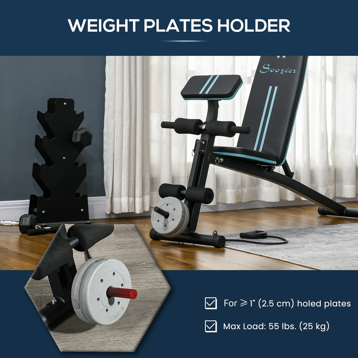 Foldable Adjustable Press Bench, Weight Training Gym Chair, Black & Blue Weight Benches at Gallery Canada