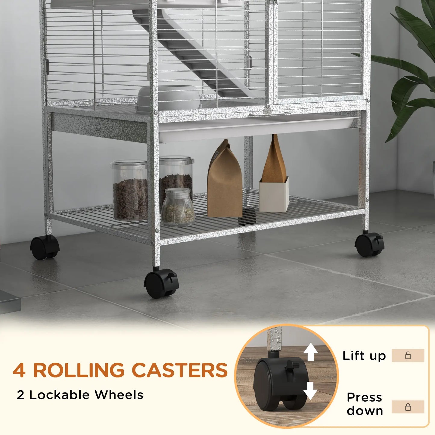 Small Animal Cage 34"H, Removable Tray, Storage Shelf, Light Grey Houses & Habitats at Gallery Canada